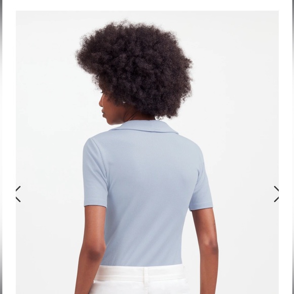 NWT Madewell Drapey Rib Short-Sleeve Polo Top - Picture 3 of 8